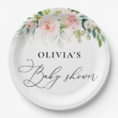 エーテル赤面ピンクローゼベビーシャワー紙プレート ペーパープレート (正面)