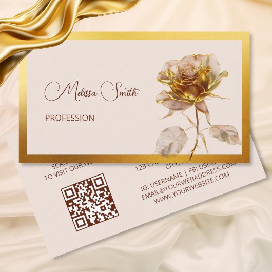 エーテル金ゴールドバラ花 名刺