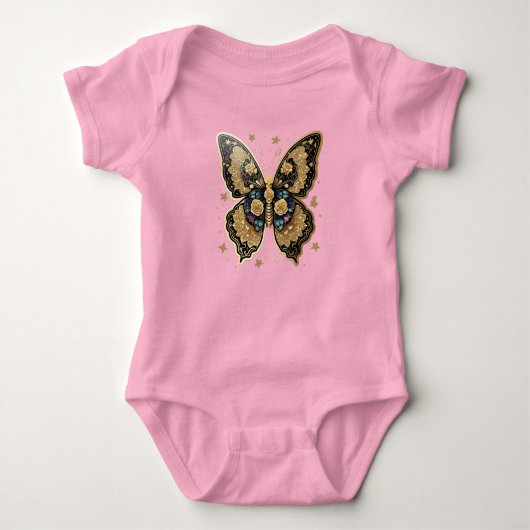 エーテル金ゴールド ベビーボディスーツ (正面)