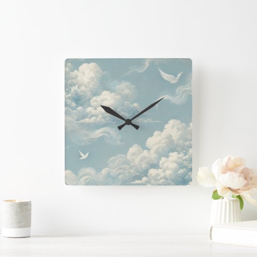 エーテル雲 スクエア壁時計 (ホーム)