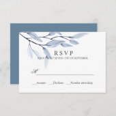 エーテル青 |の結婚応答RSVP 出欠カード (正面/裏面)