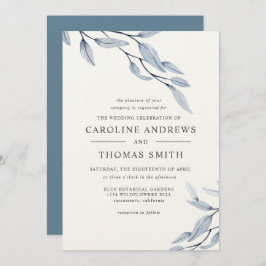 エーテル青 |ボエレガントタニ葉カル結婚 招待状