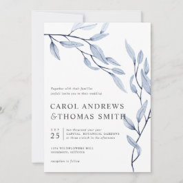 エーテル青 |垂直植物学葉結婚のs 招待状
