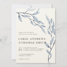 エーテル青 |垂直植物学葉結婚のs 招待状