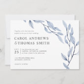 エーテル青 | Chic Botanical 葉結婚s 招待状 (正面)