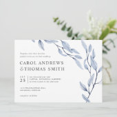 エーテル青 | Chic Botanical 葉結婚s 招待状 (スタンド正面)