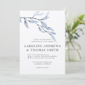 エーテル青 | Chic Botanical 葉結婚s 招待状 (スタンド正面)
