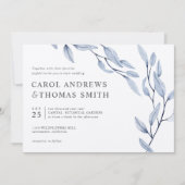 エーテル青 | Chic Botanical 葉結婚s 招待状 (正面)