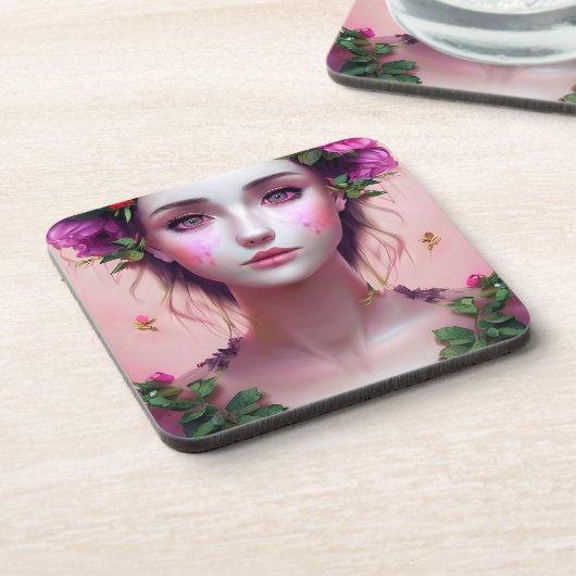 エーテル魅惑おとぎ話の美しい女性 コースター (左側)