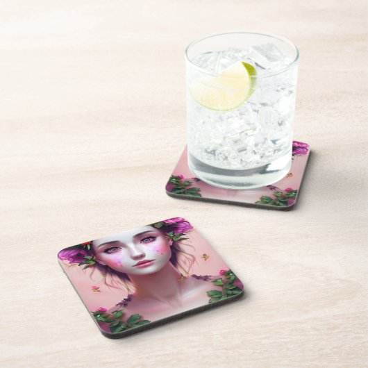 エーテル魅惑おとぎ話の美しい女性 コースター (右側)