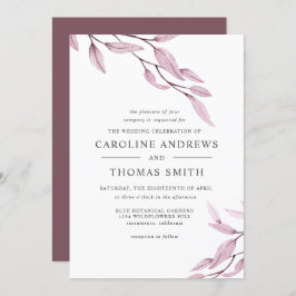 エーテル・ブルゴーニュ |ボタニカル葉結婚の 招待状