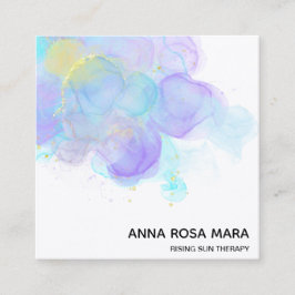 **エーテルQR。AP46金ゴールドグリッターロゴ抽象芸術 スクエア名刺