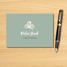 エーデルワイスの花 手描きの花 ブライダルシャワー サンキューカード