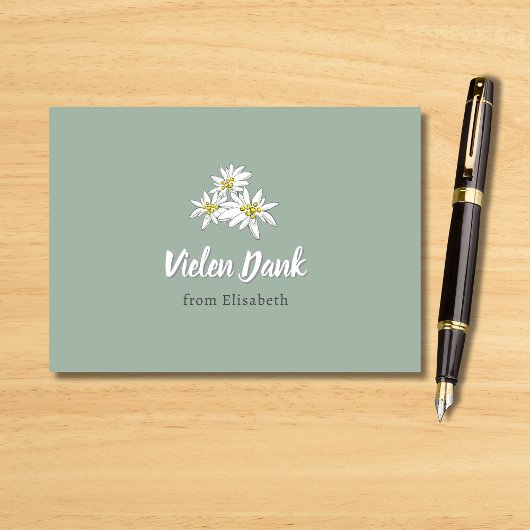 エーデルワイスの花 手描きの花 ブライダルシャワー サンキューカード