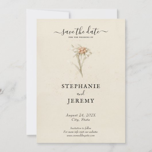 エーデルワイスの野花 Save the Date 招待状 (正面)