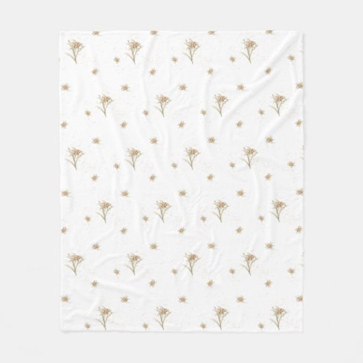 エーデルワイスアルパインウォーターカラーワイルドフラワー フリースブランケット (正面)