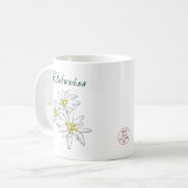 エーデルワイスアルパインワイルドフラワーイエローハンド描画 コーヒーマグカップ (正面左)