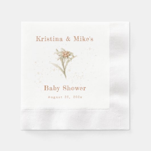 エーデルワイスアルパインワイルドフラワー 縁ありカクテルナプキン (正面)