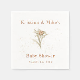 エーデルワイスアルパインワイルドフラワー 縁ありカクテルナプキン