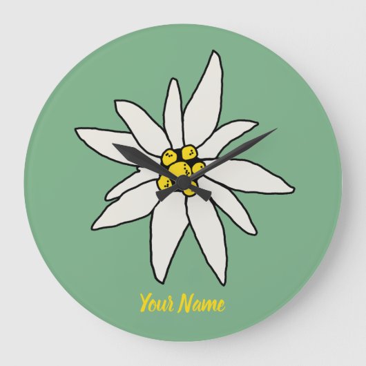 エーデルワイスシャレーフラワーレトロハッツヴィンテージアルム ラージ壁時計 (正面)