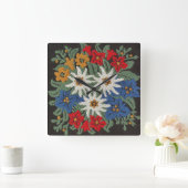 エーデルワイススイスアルパインフラワー スクエア壁時計 (ホーム)