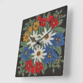 エーデルワイススイスアルパインフラワー スクエア壁時計 (傾斜)