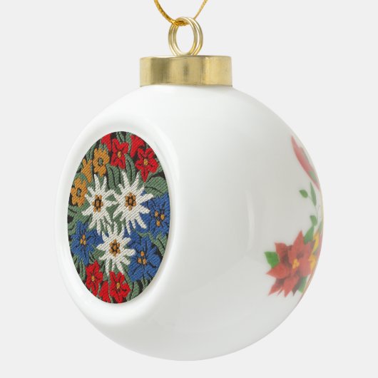 エーデルワイススイスアルパインフラワー セラミックボールオーナメント (右)