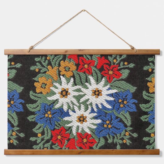 エーデルワイススイスアルパインフラワー 吊り下げ型タペストリー (正面)