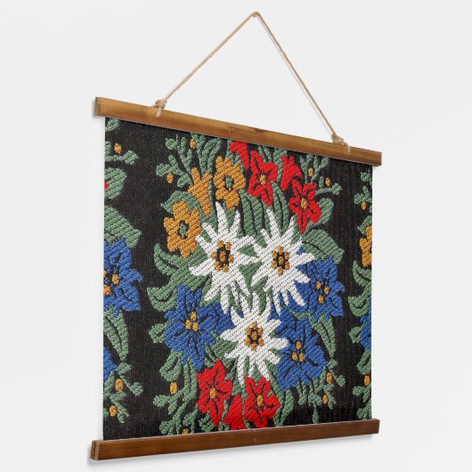 エーデルワイススイスアルパインフラワー 吊り下げ型タペストリー (傾斜あり)