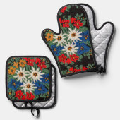 エーデルワイススイスアルパインフラワー 鍋つかみ&鍋敷きセット (正面/裏面)