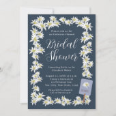 エーデルワイスネイビーブルーワイルドフラワーブライダルシャワー 招待状 (正面)