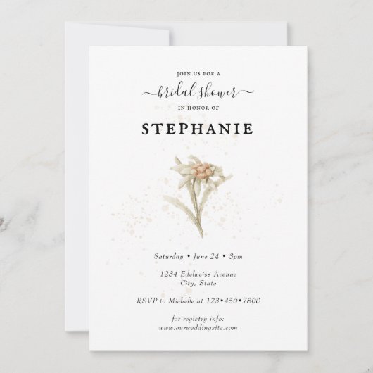エーデルワイスフローラブライダルシャワー招待 招待状 (正面)