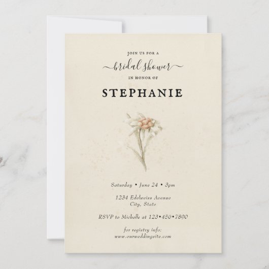 エーデルワイスフローラブライダルシャワー招待 招待状 (正面)