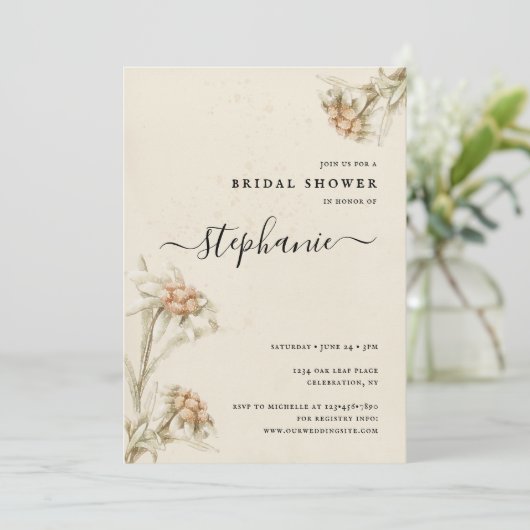 エーデルワイスフローラブライダルシャワー招待 招待状 (スタンド正面)