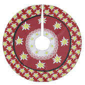 エーデルワイスフローラレッドクリスマスツリースカート ブラッシュドポリエステルツリースカート (正面)