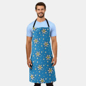エーデルワイス花オンブルー エプロン (着用した状態)