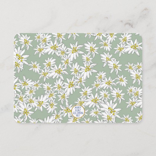 エーデルワイス ワイルドフラワー セージグリーン ブライダルシャワー エンクロージャーカード (裏面)