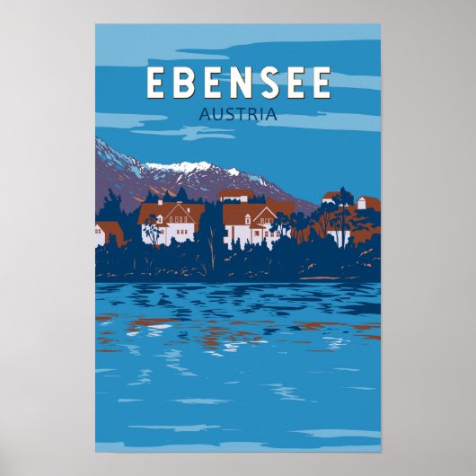 エーベンゼー オーストリア 旅行 アート ヴィンテージ ポスター (正面)