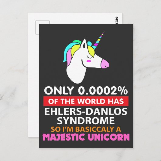 エーラーズダロス症候群 – 威厳のある Unicorn ポストカード (正面/裏面)
