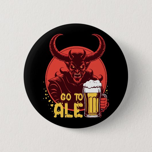 エールに行く – Satan Drink Beer 缶バッジ (正面)