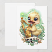 「エールの旋律」かわいいダックがハープを弾く 招待状 (正面/裏面)