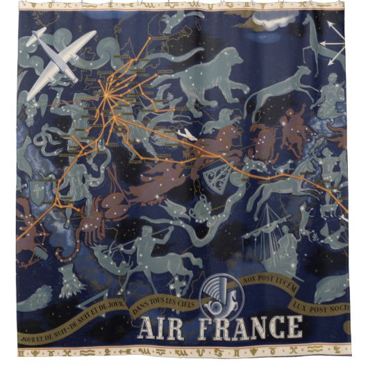 エールフランス: De nuitとde jourのdansのtous lesのciel シャワーカーテン (正面)