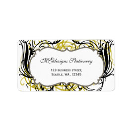 エール、白黒シックなビジネス住所 シール