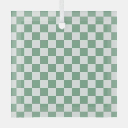 エucalyptus ミスト チェック柄 ガラスオーナメント (正面)