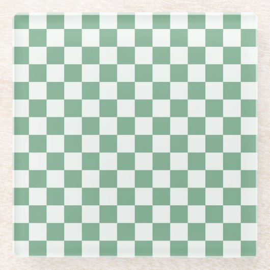 エucalyptus ミスト チェック柄 ガラスコースター (正面)