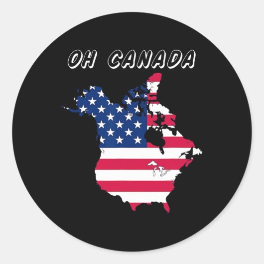 オおもしろいカナおもしろいダトランプの米国の地図 ラウンドシール (正面)