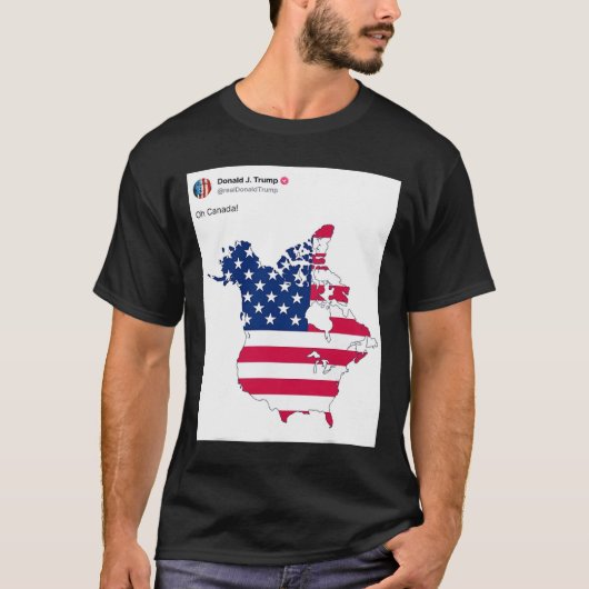 オおもしろいカナダトランプの地図 Tシャツ (正面)