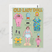 オおもしろいーバーザヒルオールドレディ紙人形 ポストカード (正面/裏面)