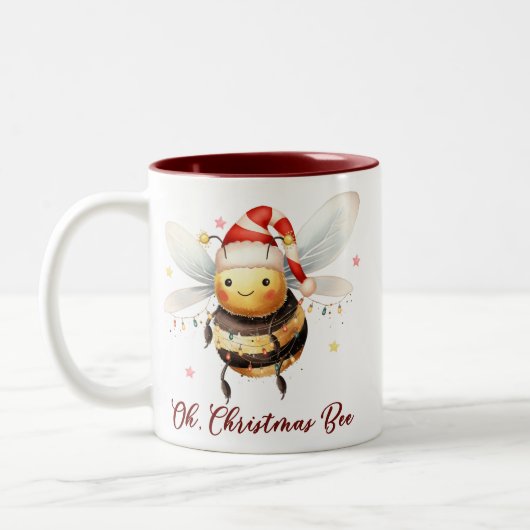 オおもしろいー・クリスマス・ビー ツートーンマグカップ (左)