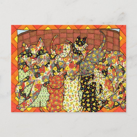 オアキサン猫と子猫 ポストカード (正面)